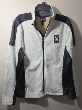 Spyder Men’s Light Gray and Black Lightweight Fleece Jacket